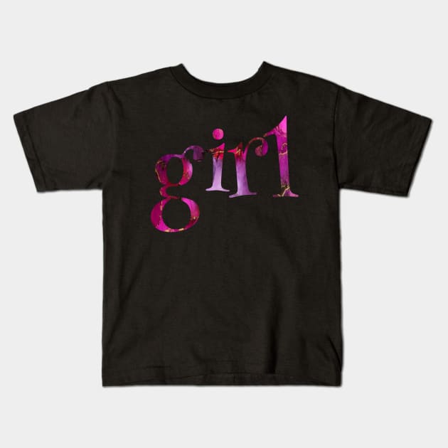 girl pink Kids T-Shirt by Marnes